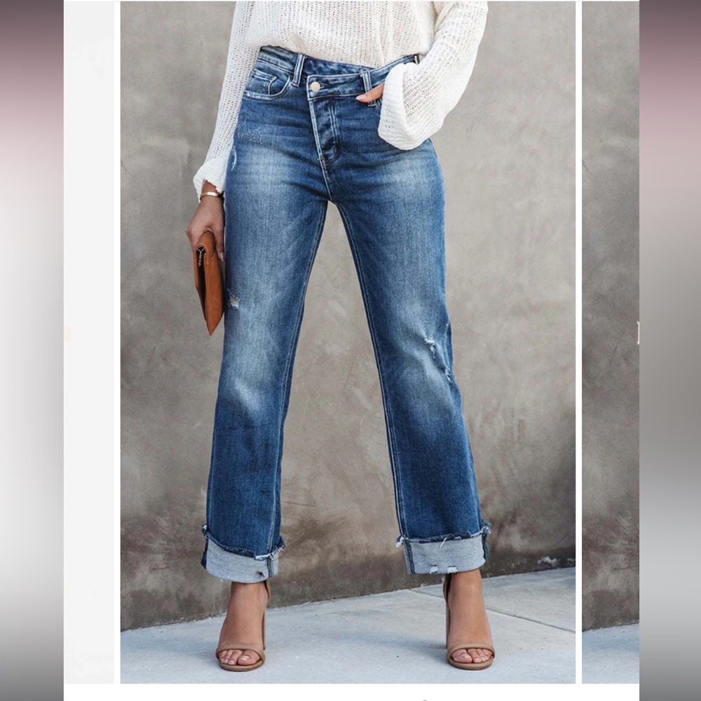 Lilipretty Stretchy High Rise Jeans with a Cross Over Style for You